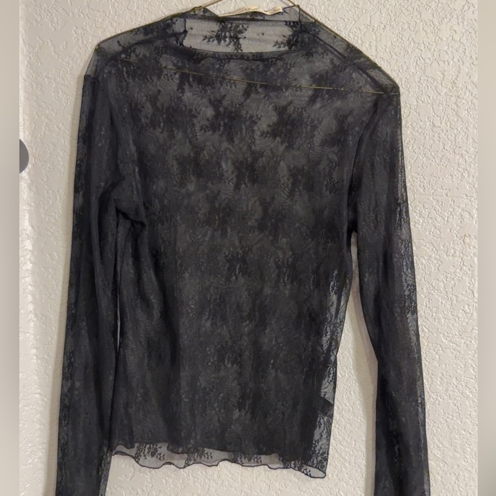 Elegant Black Lace Long Sleeve Top